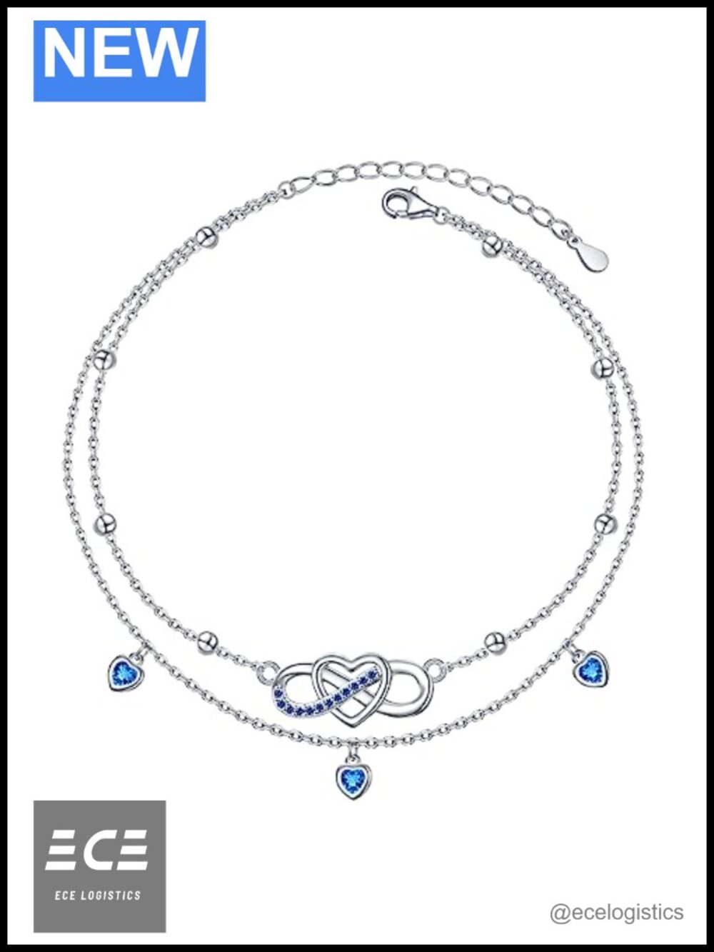 Sterling Silver Double Layered Beaded Anklet Bracelets